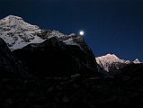 14 Moon Lights Tsha Tung, Pemthang Karpo Ri and Triangle From Drakpochen The moon lights up Tsha Tung, Pemthang Karpo Ri and Triangle before dawn from Drakpochen.